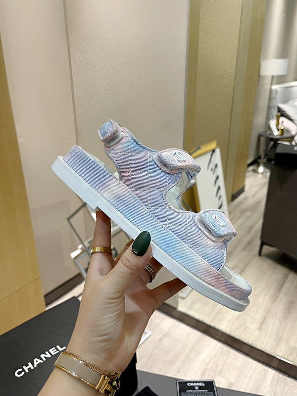 CC Dad Sandal Multicolor Denim Cream Calfskin