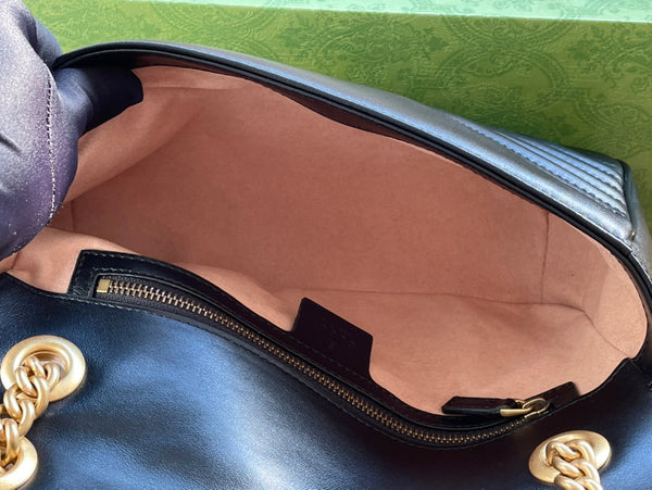 BORSA GG MARMONT TRAPUNTATA GRANDE 26 IN PELLE DI VITELLO NERA