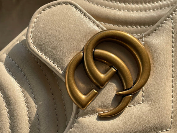 BORSA GG MARMONT TRAPUNTATA PICCOLA 22 IN PELLE DI VITELLO BIANCA