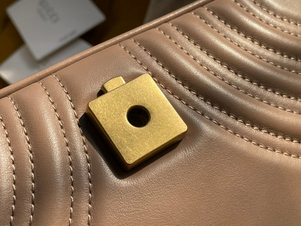 BORSA GG MARMONT MATELASSÉ PICCOLA 22 PELLE DI VITELLO BEIGE