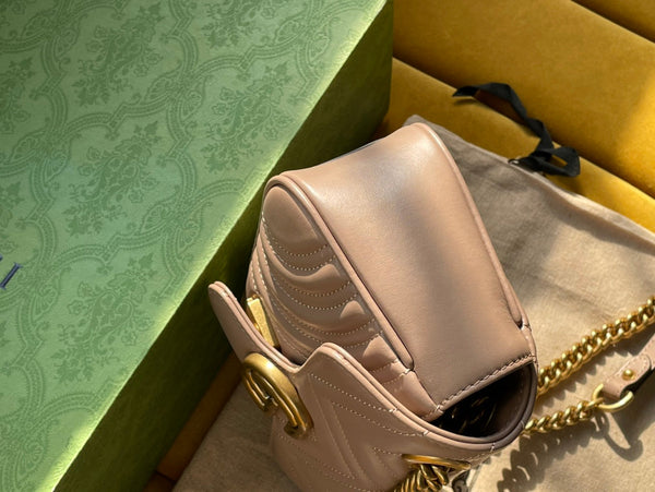 BORSA GG MARMONT MATELASSÉ PICCOLA 22 PELLE DI VITELLO BEIGE