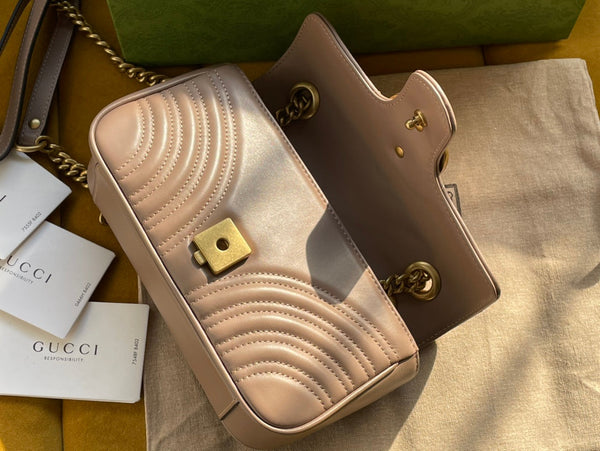 BORSA GG MARMONT MATELASSÉ PICCOLA 22 PELLE DI VITELLO BEIGE