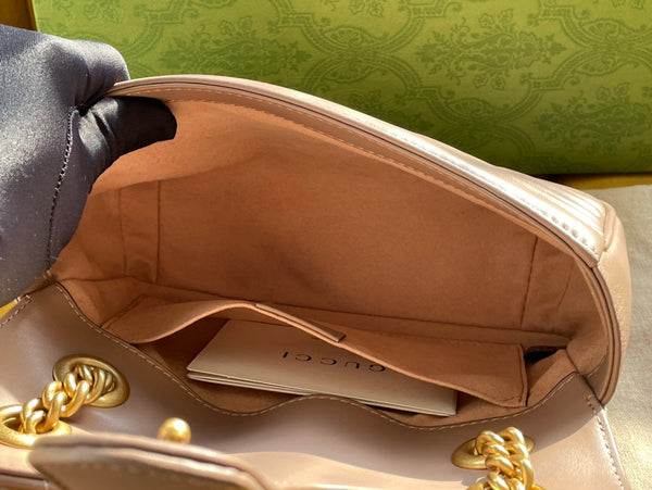 BORSA GG MARMONT MATELASSÉ PICCOLA 22 PELLE DI VITELLO BEIGE