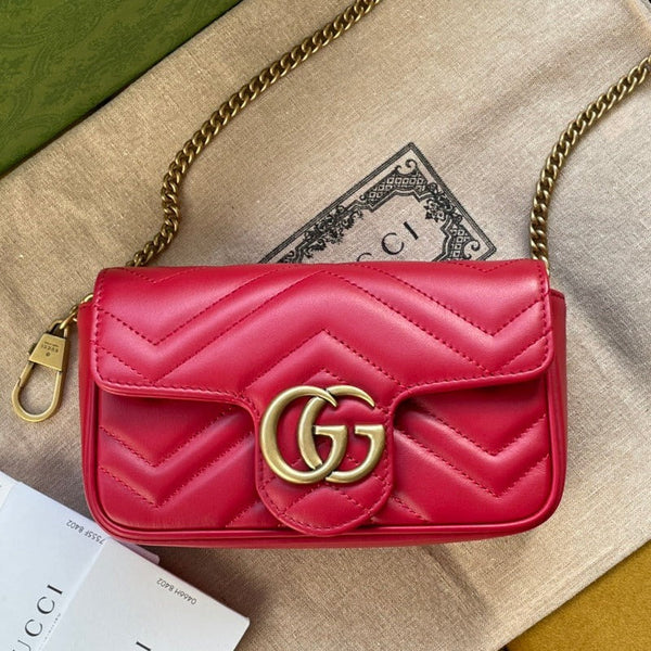 BORSA GG MARMONT MINI 16 IN PELLE DI VITELLO ROSSA ROSA