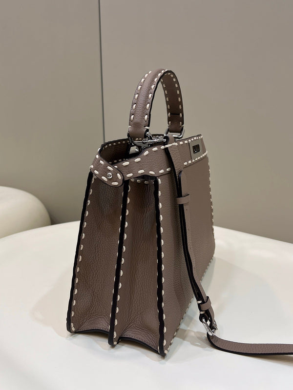 PEEKABOO ISEEU 33 IN TOBACCO BROWN GRAINED CALFSKIN SILVER HARDWARE