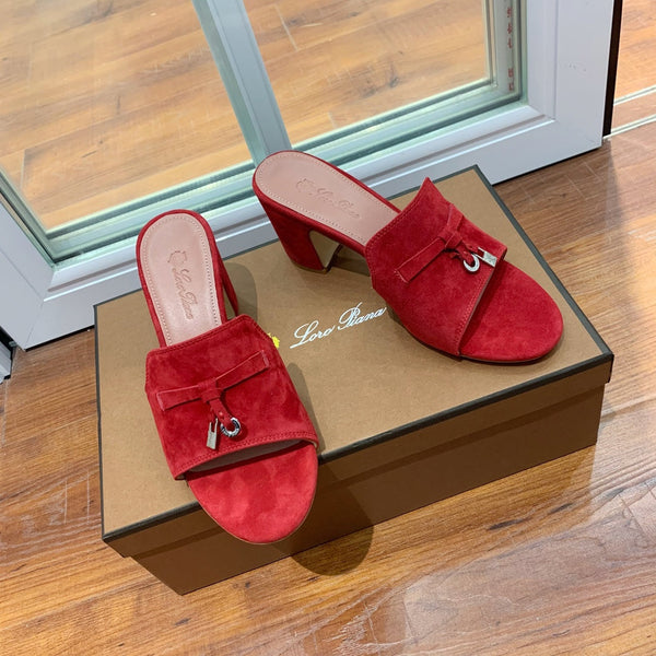 Summer Charms Mules 80 Red Suede Pink Lambskin