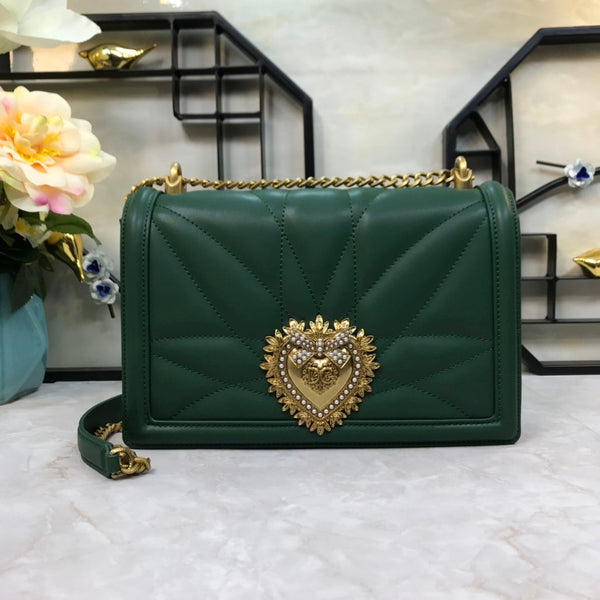 large devotion 26 shouder bag dark green cafskin