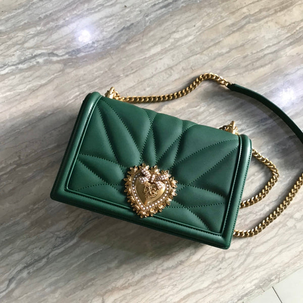 large devotion 26 shouder bag dark green cafskin