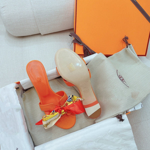 Sandalo Oasis in pelle di vitello Epsom arancione