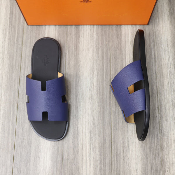 HM IZMIR SANDAL BLACK AND NAVY CALFSKIN