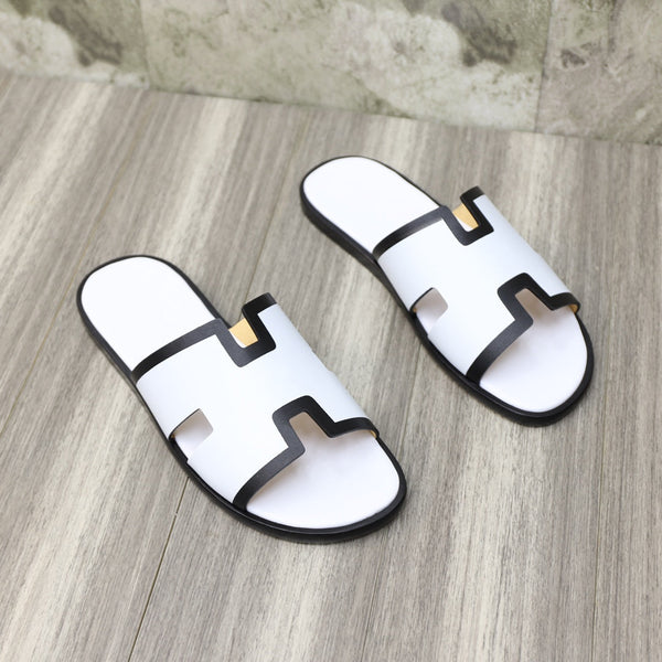 HM IZMIR SANDAL WHITE AND BLACK CALFSKIN