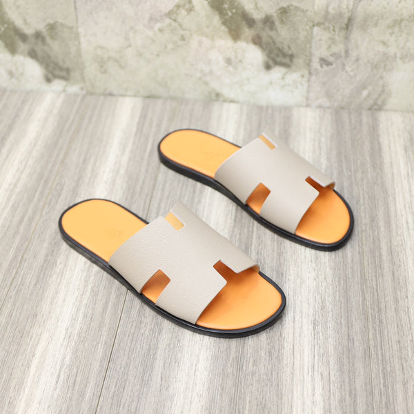 SANDALO HM IZMIR IN PELLE DI VITELLO COLOR MANDARINO E GRIGIO CHIARO