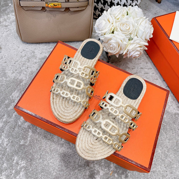 PANTOFOLE CON SUOLA DI PAGLIA IN PELLE DI AGNELLO ORO METALLIZZATO