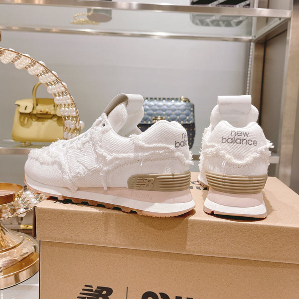 MIU MIU x New Balance 574 Sneakers White Canvas Denim 498913