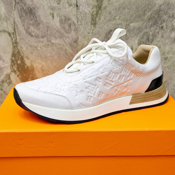 HM EMBOSSED ICON SNEAKER WHITE CALFSKIN