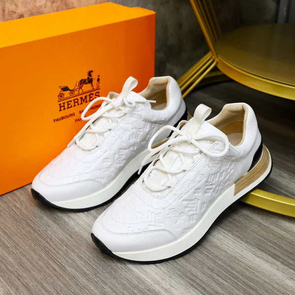 HM EMBOSSED ICON SNEAKER WHITE CALFSKIN
