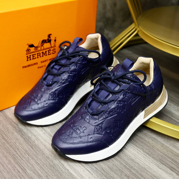 HM EMBOSSED ICON SNEAKER NAVY CALFSKIN