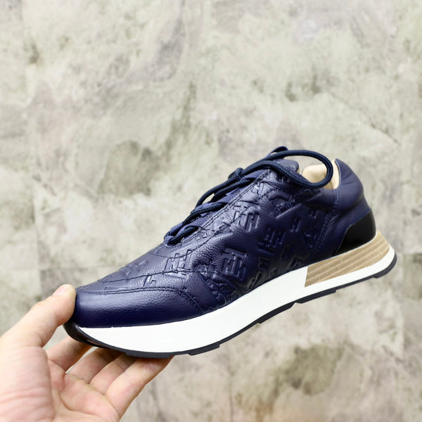 HM EMBOSSED ICON SNEAKER NAVY CALFSKIN