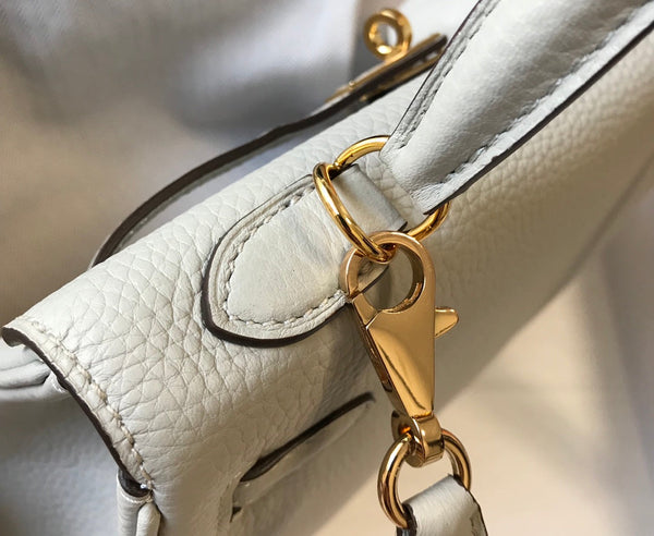 HM KELLY 32CM BAG IN WHITE TOGO GOLD HARDWARE