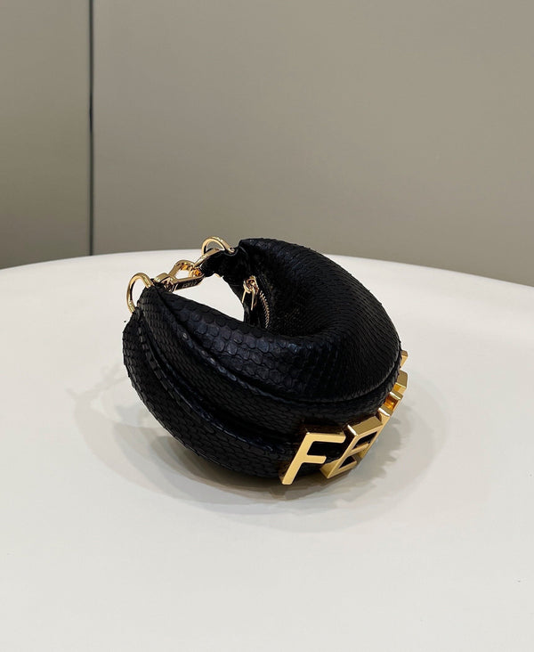 FENDIGRAPHY MINI 16 BAG IN BLACK CALFSKIN GOLD HARDWARE