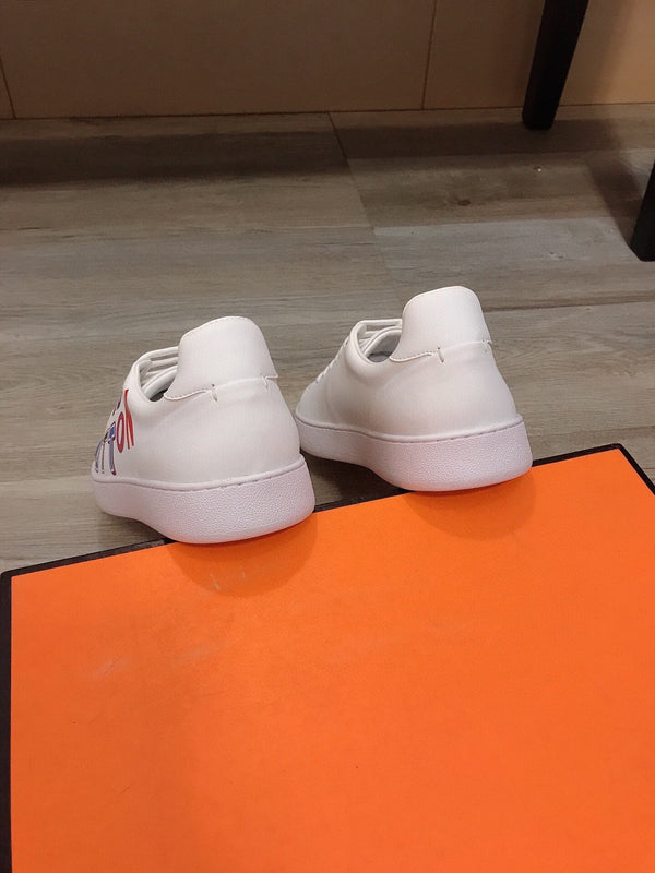 LV TRAINER WHITE CALFSKIN WITH COLORFUL LOGO