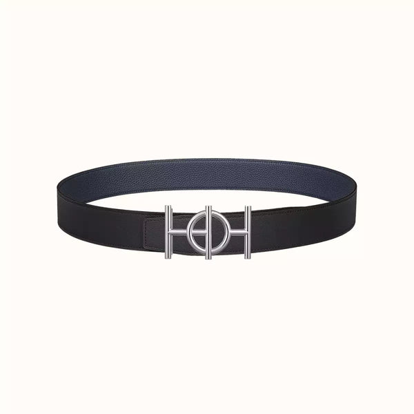 ULYSSE BELT BUCKLE & REVERSIBLE NAVY BLUE LEATHER STRAP 38MM SILVER HARDWARE