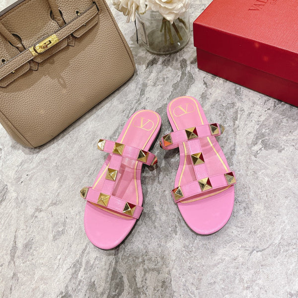 Valentino Roman Stud Sandals Flat Sheepskin