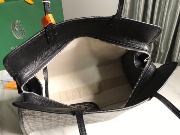 HARDY PM BAG 40 IN BLACK GOYARDINE CANVAS AND TAURILLON LEATHER TRIM