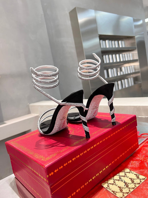 RC Heavy Industry Snake-Shaped Black Silver Silk Creole Rhinestones 251003