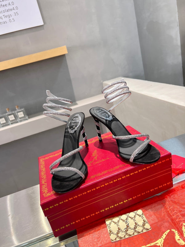 RC Heavy Industry Snake-Shaped Black Silver Silk Creole Rhinestones 251003