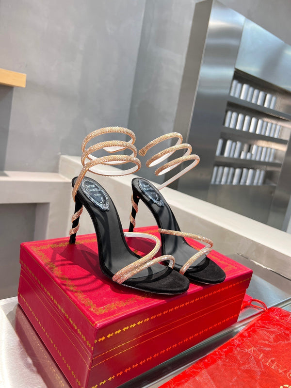 RC Heavy Industry Snake-Shape Black Gold Silk Creole Rhinestones 251005