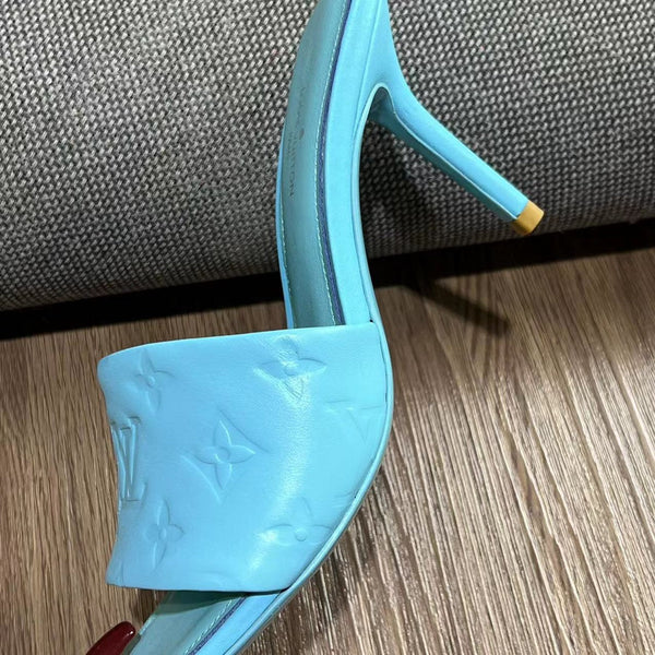 LV Neo Revival Mule 85mm Pelle di vacchetta blu