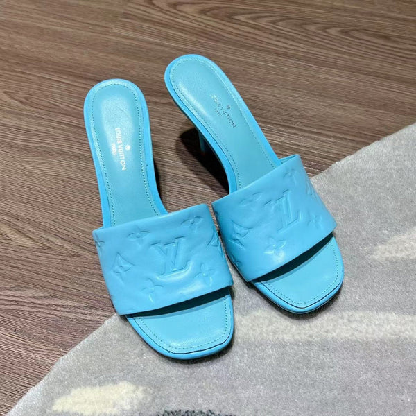 LV Neo Revival Mule 85mm Pelle di vacchetta blu