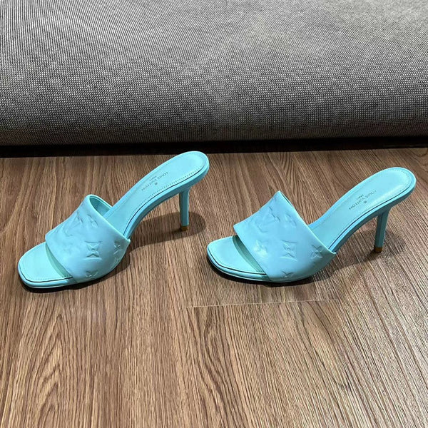 LV Neo Revival Mule 85mm Pelle di vacchetta blu