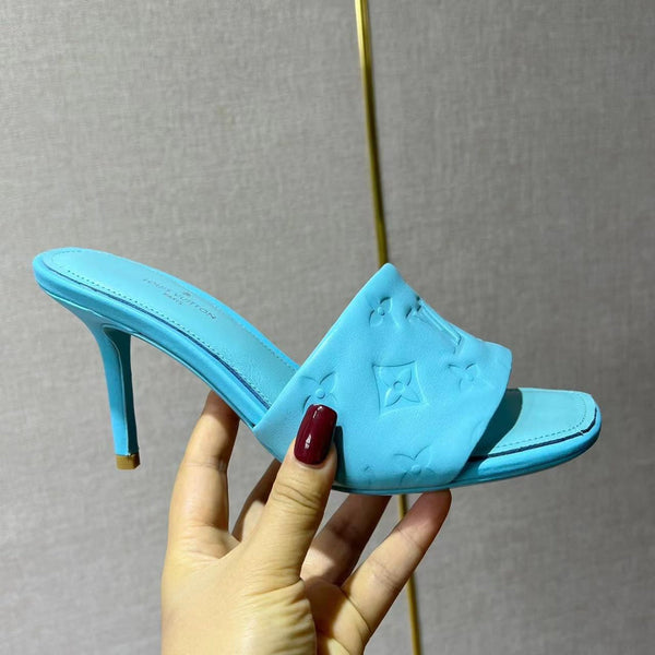 LV Neo Revival Mule 85mm Pelle di vacchetta blu