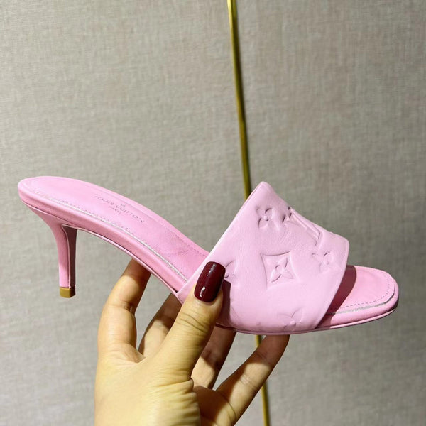 LV Neo Revival Mule 65mm Pelle di vacchetta rosa