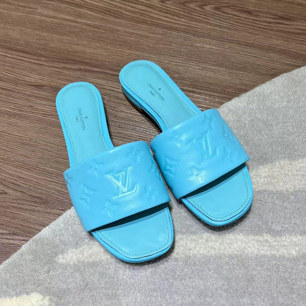 LV Neo Revival Flat Mule 15mm Pelle di vacchetta blu