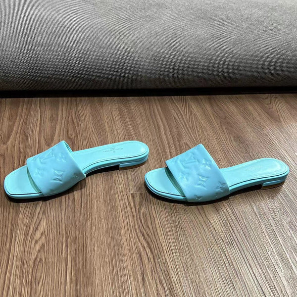 LV Neo Revival Flat Mule 15mm Pelle di vacchetta blu