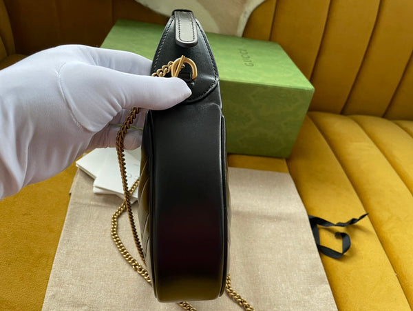 Gucci Marmont 21cm Shoulder Bag Black Leather 333535
