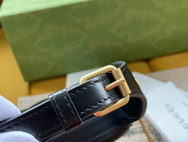 Gucci Marmont 21cm Shoulder Bag Black Leather 333535