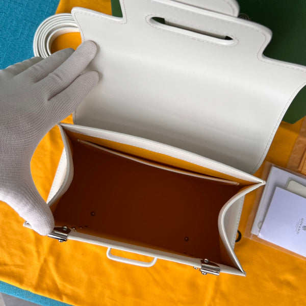 BORSA SAÏGON PM 28 IN TELA GOYARDINE BIANCA E PELLE DI VITELLO