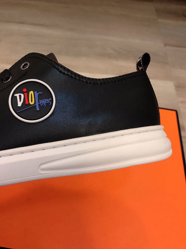 CD B23 LOW-TOP CIRCLE ICON SNEAKER BLACK CALFSKIN