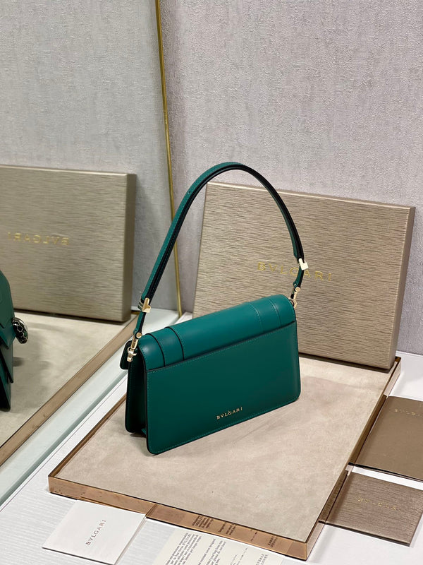 Serpenti Forever East-West Shoulder Bag 22cm Emerald Green Cafskin GHW 188466
