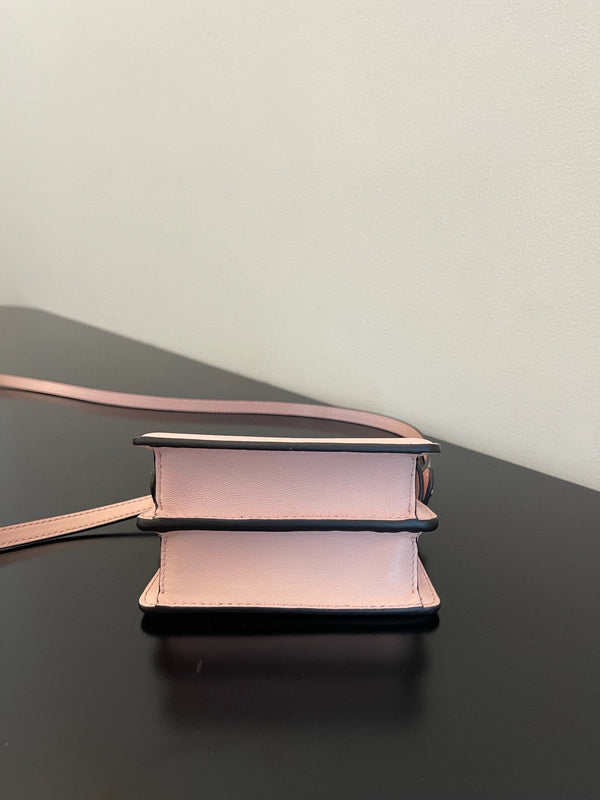 FENDI PEEKABOO ISEEU MICRO 12 BAG IN LIGHT PINK CALFSKIN WITH GOLD HARDWARE