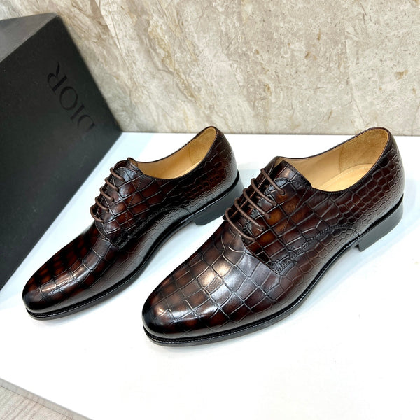CD CROCODILE MOTIF BASIC OXFORD RUSSET CALFSKIN