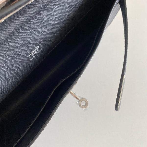 HM Kelly Cut 31 Black Epsom Leather Silver Hardware 229059