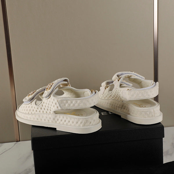 CC 25S Dad Sandal Cream Tweed Calfskin