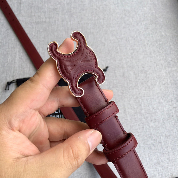 Medium Cuir Triomphe Belt 25mm Wine Calfskin