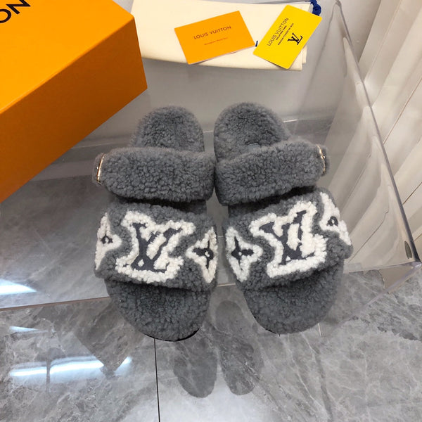 LV Paseo Flat Comfort Mule Grigio Lana