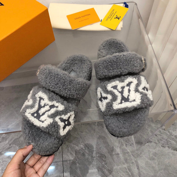 LV Paseo Flat Comfort Mule Grigio Lana